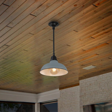Jasper 12.25" Farmhouse Industrial Indoor/Outdoor Iron LED Pendant